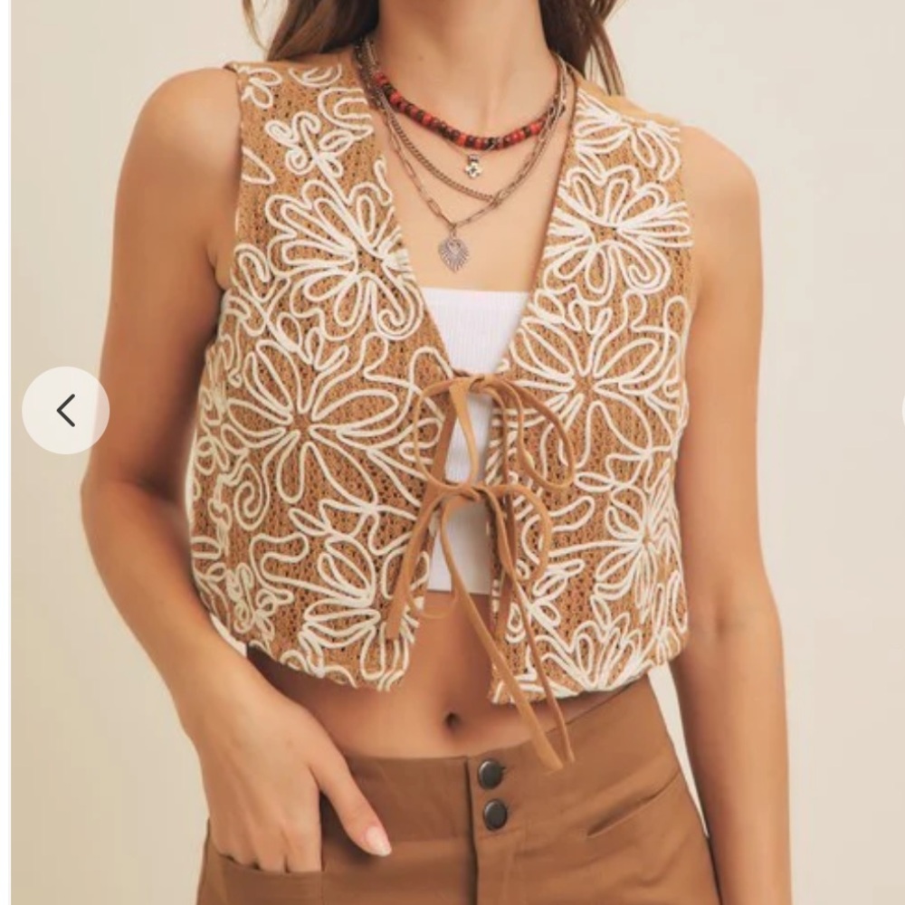 NWT CARAMEL SWIRL ABSTRACT VEST | SZ LARGE